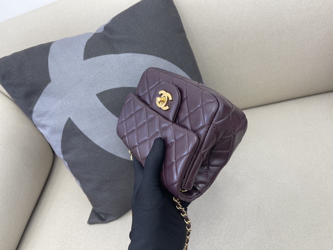 Mini Classic Flap Lambskin Bag AS1786 Dark Coffee/Gold